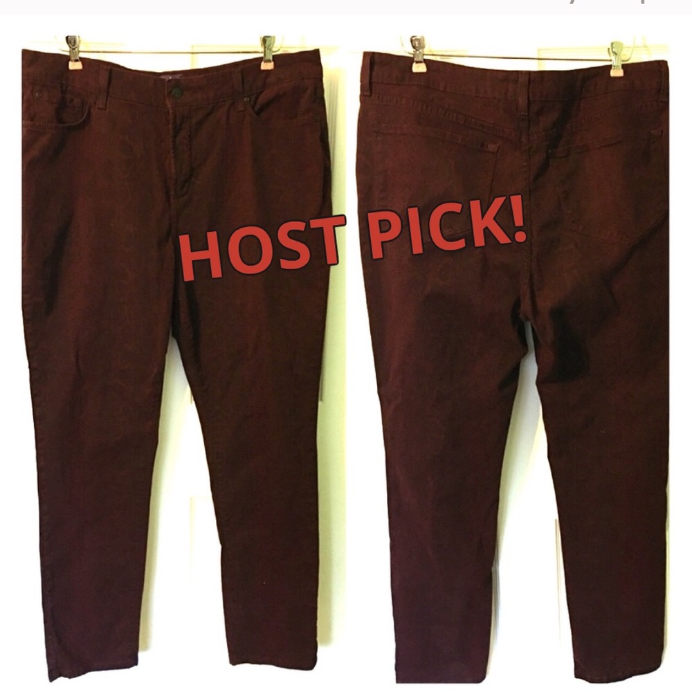 🎉HP!🎉 NYDJ Burgundy Snake Print Skinny Jean 18W